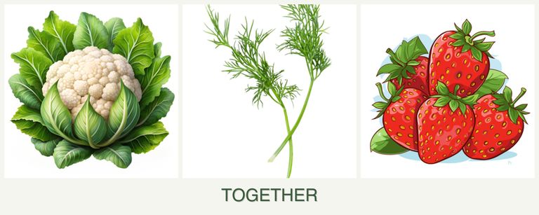 Can you plant cauliflower, dill and strawberries together?