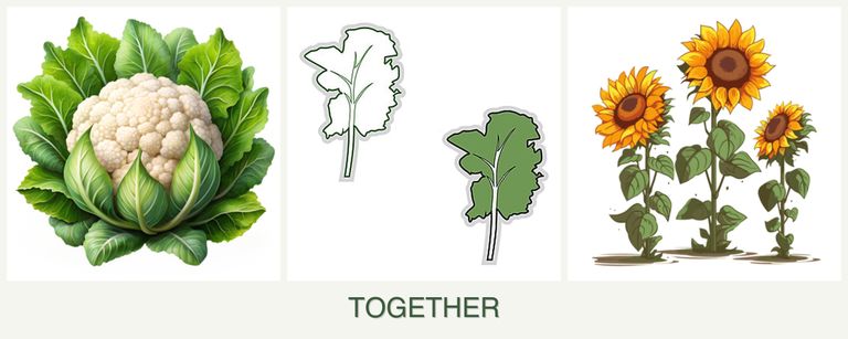 Can you plant cauliflower, kale and sunflowers together?