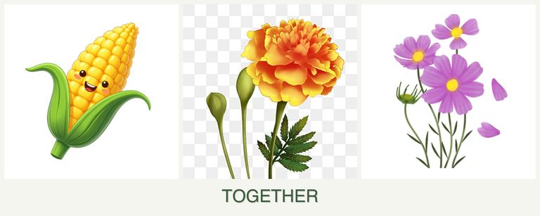 Can you plant corn, marigolds and cosmos together?