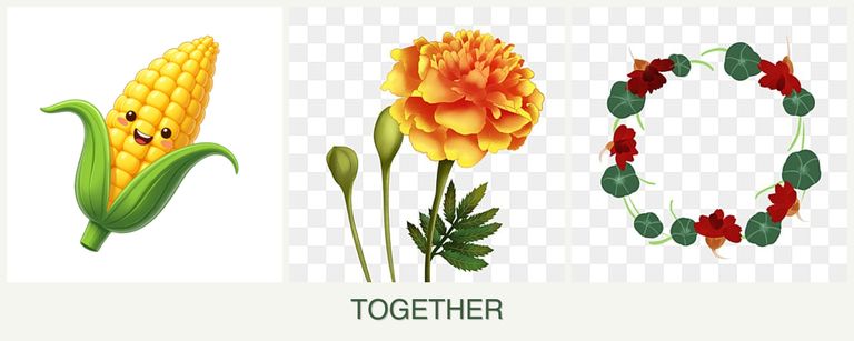 Can you plant corn, marigolds and nasturtiums together?