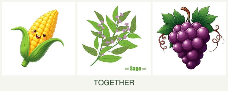 Can you plant corn, sage and grapes together?