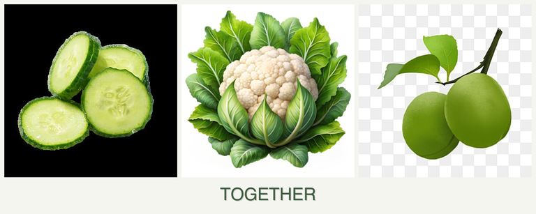 Can you plant cucumbers, cauliflower and plums together?