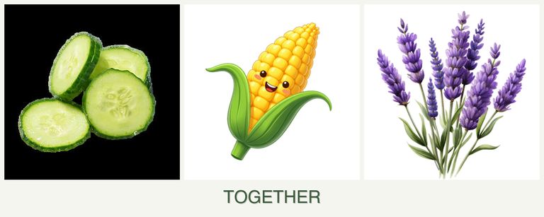 Can you plant cucumbers, corn and lavender together?