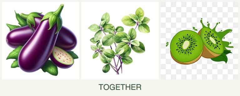Can you plant eggplant, oregano and kiwi together?