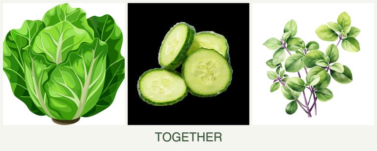 Can you plant lettuce, cucumbers and oregano together?