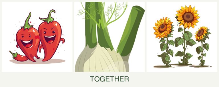 Can you plant peppers, fennel and sunflowers together?