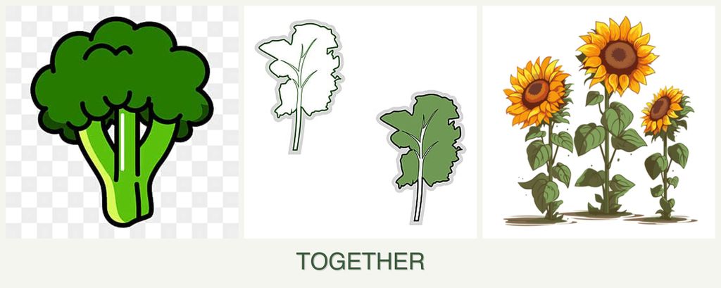 Can you plant broccoli, kale and sunflowers together?
