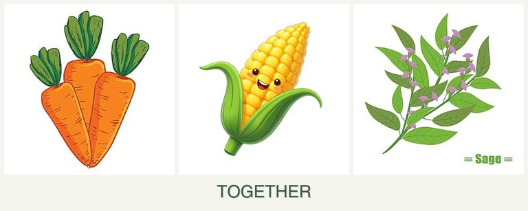 Can you plant carrots, corn and sage together?