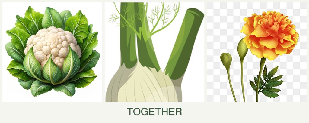 Can you plant cauliflower, fennel and marigolds together?